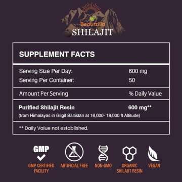 Yzmoffer Shilajit Pure Himalayan Organic Shilajit Resin, Gold Grade Pure Shilajit for Men and Women, Pure Natural Shilajit with 85+ Trace Minerals & Fulvic Acid for Energy, Immune Support, 50 Grams