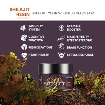 Yzmoffer Shilajit Pure Himalayan Organic Shilajit Resin, Gold Grade Pure Shilajit for Men and Women, Pure Natural Shilajit with 85+ Trace Minerals & Fulvic Acid for Energy, Immune Support, 50 Grams