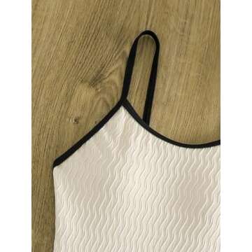 Floerns Women's One Piece Swimsuit Contrast Binding Tummy Control Monokini Swimwear Beige Medium