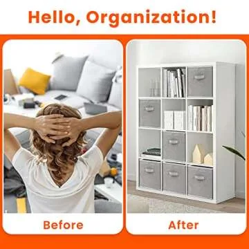 Criusia Storage Cubes - 11 Inch Heavy Duty Fabric Storage Bins for Shelves Closet, Cube Organizer - 8 Pack Collapsible Cube Storage Bins Baskets for Organizing Clothes Blankets Toys (Grey)