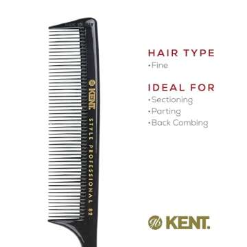 Kent SPC82 Professional Barber Tail Comb for All Hair Types