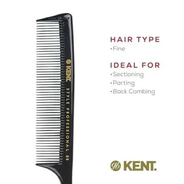 Kent SPC82 Professional Barber Tail Comb for All Hair Types