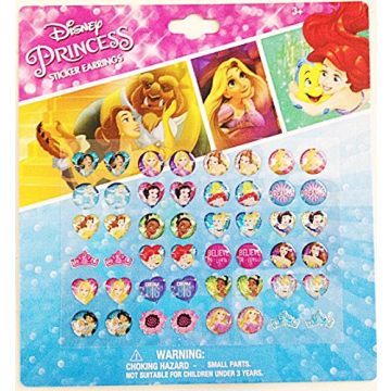 Disney Princess 24 Pairs sticker earrings with heart shaped and crown shaped design