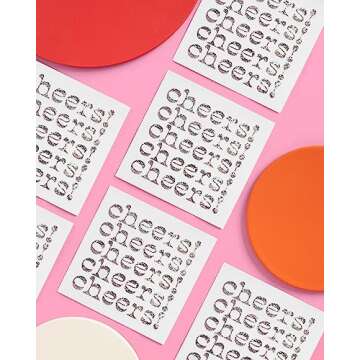 xo, Fetti Iridescent Cheers Napkins - 3-ply, 50 pcs | Bachelorette Party Decorations, Disco Birthday...