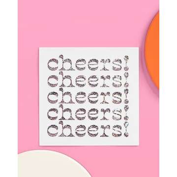 xo, Fetti Iridescent Cheers Napkins - 3-ply, 50 pcs | Bachelorette Party Decorations, Disco Birthday Party Decor, Baby Shower Supplies, Bridal Tableware