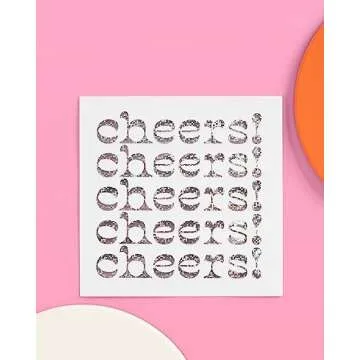 xo, Fetti Iridescent Cheers Napkins - 3-ply, 50 pcs | Bachelorette Party Decorations, Disco Birthday Party Decor, Baby Shower Supplies, Bridal Tableware