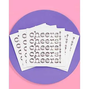 xo, Fetti Iridescent Cheers Napkins - 3-ply, 50 pcs | Bachelorette Party Decorations, Disco Birthday Party Decor, Baby Shower Supplies, Bridal Tableware