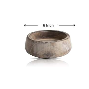 Beautiful Handmade 6" Decorative Wooden Snack Serving Bowl For Dry Fruits Chips Coffee Table Countertop Display Key Bowl Tableware Kitchen Living Room Home Decor Accents Dinnerware