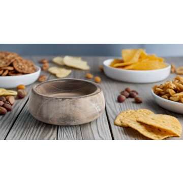 Beautiful Handmade 6" Decorative Wooden Snack Serving Bowl For Dry Fruits Chips Coffee Table Countertop Display Key Bowl Tableware Kitchen Living Room Home Decor Accents Dinnerware