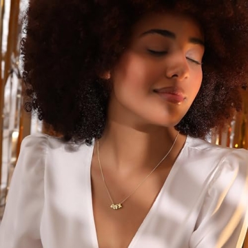 Custom 18K Gold Plated Bubble Letter Necklace Personalized A-Z