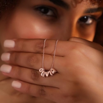 Custom 18K Gold Plated Bubble Letter Necklace Personalized A-Z