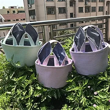 Leziazany Easter Basket with Cute Bunny Ears for Kids