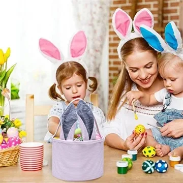 Leziazany Easter Basket with Cute Bunny Ears for Kids