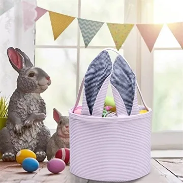 Leziazany Easter Basket with Cute Bunny Ears for Kids