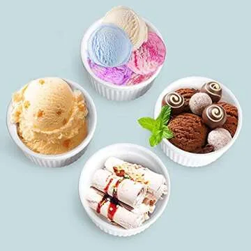 Cinf White 14 oz Set of 4 Souffle Dishes Ramekins Oven Microwave Safe Bowls Creme Brulee Set Sauce Cups for Baking Cooking Dessert Porcelain Pudding Cups