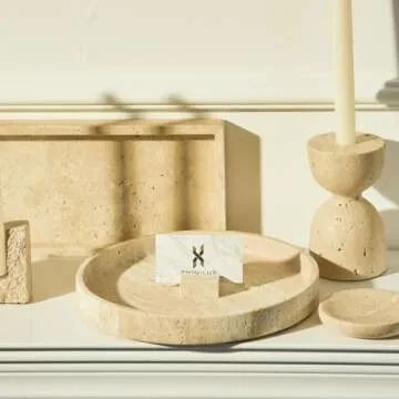 Elegant PHINILUX Travertine Vanity Tray for Chic Decor