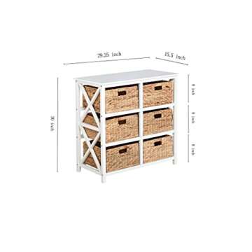 eHemco 3 Tier X-Side End Storage Cabinet with 6 Baskets