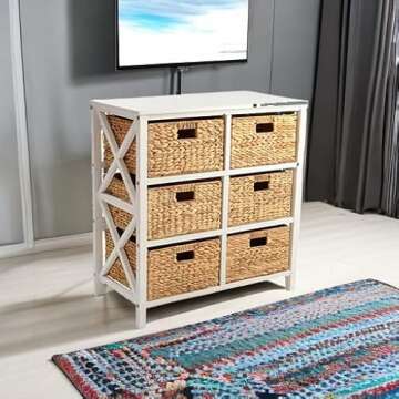 eHemco 3 Tier X-Side End Storage Cabinet with 6 Baskets