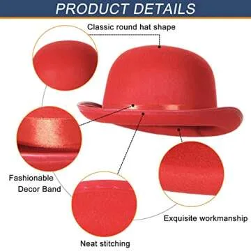 GEMVIE Classic Black Felt Derby Hat Lightweight Novelty