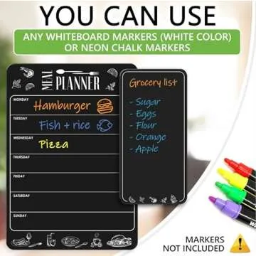 Weekly Dinner Menu Board for Kitchen A4-8.5x12 Black Magnetic Weekly Meal Planner for Fridge Dry Erase Weekly Menu Board Magnetic Menu for Refrigerator Food Menu Board Weekly Chalkboard Menu Board