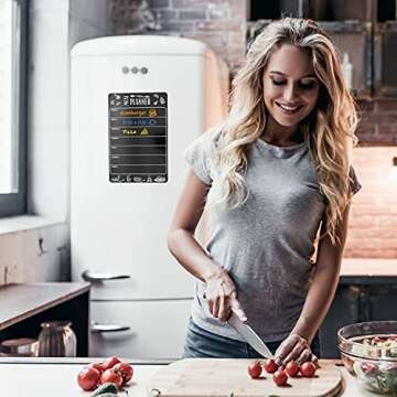 Weekly Dinner Menu Board for Kitchen A4-8.5x12 Black Magnetic Weekly Meal Planner for Fridge Dry Erase Weekly Menu Board Magnetic Menu for Refrigerator Food Menu Board Weekly Chalkboard Menu Board