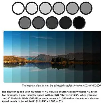 JJC 67mm ND Filter ND2-2000 VND Variable Neutral Density Adjustable Fader for Sony FE 24mm f1.4, FE 20mm f1.8 G, Sigma 16mm f1.4, 35mm f1.4, Canon EF-S 10-18mm & Other Lenses with 67mm Filter Thread