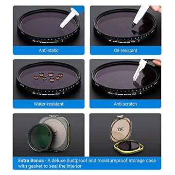 JJC 67mm ND Filter ND2-2000 VND Variable Neutral Density Adjustable Fader for Sony FE 24mm f1.4, FE 20mm f1.8 G, Sigma 16mm f1.4, 35mm f1.4, Canon EF-S 10-18mm & Other Lenses with 67mm Filter Thread
