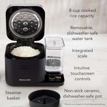 KitchenAid Grain and Rice Cooker 8 Cup with Automatically Sensing Integrated Scale + Water Tank, KGC3155BM