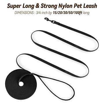 lynxking Dog Training Leash Long Obedience Recall Agility Leash 15ft 30ft 50ft Tracking Lead Perfect...