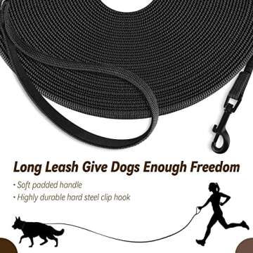 lynxking Dog Training Leash Long Obedience Recall Agility Leash 15ft 30ft 50ft Tracking Lead Perfect for Training Play Camping and Backyard