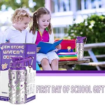 Fenreen Gifts for Girls, Decorate Your Own Water Bottles with Gem Stickers, Personalize DIY Birthday Gifts Ideas for Girls, Arts and Crafts Kit for Kids, Easter Basket Stuffers for Kids Gifts