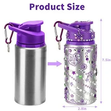 Fenreen Gifts for Girls, Decorate Your Own Water Bottles with Gem Stickers, Personalize DIY Birthday Gifts Ideas for Girls, Arts and Crafts Kit for Kids, Easter Basket Stuffers for Kids Gifts