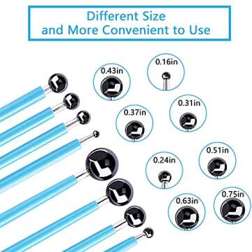 Hoojee 13 Pcs Polymer Clay Tools, Clay Sculpting Tools Kits, Dual-Ended Design Pottery Tools, Ball Stylus Dotting Tools, Ball Rod Stylus Modeling Tools for Clay, Pottery, Ceramics Artwork & Crafts