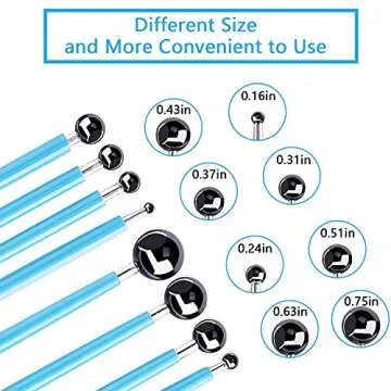 Hoojee 13 Pcs Polymer Clay Tools, Clay Sculpting Tools Kits, Dual-Ended Design Pottery Tools, Ball Stylus Dotting Tools, Ball Rod Stylus Modeling Tools for Clay, Pottery, Ceramics Artwork & Crafts