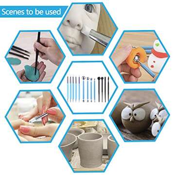 Hoojee 13 Pcs Polymer Clay Tools, Clay Sculpting Tools Kits, Dual-Ended Design Pottery Tools, Ball Stylus Dotting Tools, Ball Rod Stylus Modeling Tools for Clay, Pottery, Ceramics Artwork & Crafts