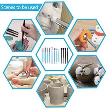 Hoojee 13 Pcs Polymer Clay Tools, Clay Sculpting Tools Kits, Dual-Ended Design Pottery Tools, Ball Stylus Dotting Tools, Ball Rod Stylus Modeling Tools for Clay, Pottery, Ceramics Artwork & Crafts