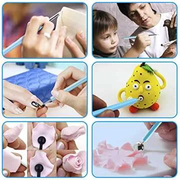 Hoojee 13 Pcs Polymer Clay Tools, Clay Sculpting Tools Kits, Dual-Ended Design Pottery Tools, Ball Stylus Dotting Tools, Ball Rod Stylus Modeling Tools for Clay, Pottery, Ceramics Artwork & Crafts