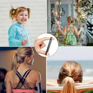 JIANYI 1200 Pack Mini Rubber Bands, Soft Elastic Bands Small Tiny Hair Ties for Toddlers, Kids, Audits, Ponytails, Braids, Wedding Hairstyle - Black