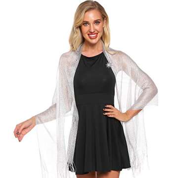 SATINIOR Stylish Metallic Shimmering Shawls with Clip for Weddings and Parties