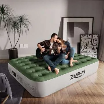 Zearna Air Mattress Queen with Built in Pump - Upgraded Blow Up Bed, 2 Mins Quick Self Inflatable, 13"/650lbs Max, All Night No Lost Air, Strong Support, for Camping,Home,Guests,Portable Travel