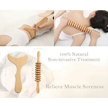 OYAMEQICH Wood Therapy Massage Tools Maderoterapia Kit Body Sculpting Tools for Lymphatic Drainage a...