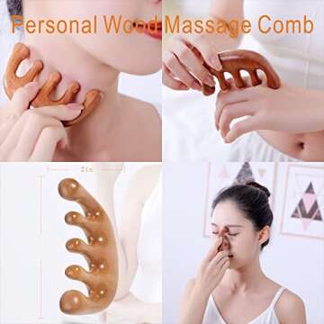 OYAMEQICH Wood Therapy Massage Tools Maderoterapia Kit Body Sculpting Tools for Lymphatic Drainage and Anti-Cellulite .Wood Massager Roller Rpoe for Back and Muscle Pain Relief (Medium)