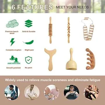 OYAMEQICH Wood Therapy Massage Tools Kit for Body Sculpting