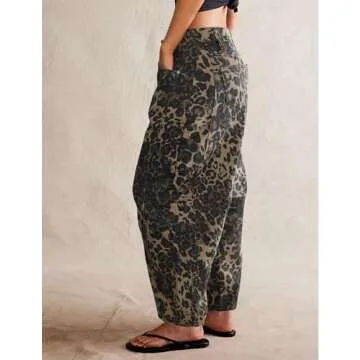 Buy Trendy Leopard Barrel Boyfriend Jeans for Women