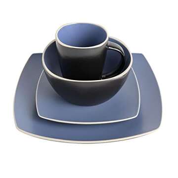 Gibson Soho Lounge Dinnerware Set, Service for 4 (16pcs), Matte Blue