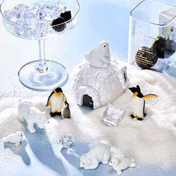 9 Pieces Polar Animal Toy Figurines Set with Igloo Realistic Polar Bear Figures Emperor Penguin Figurines Seal Figure Toys for Birthday Baby Shower Christmas Party Decoration Supplies