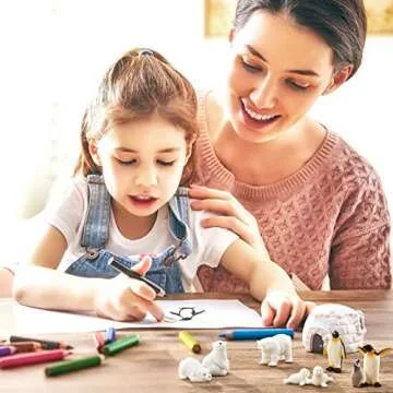 9 Pieces Polar Animal Toy Figurines Set with Igloo Realistic Polar Bear Figures Emperor Penguin Figurines Seal Figure Toys for Birthday Baby Shower Christmas Party Decoration Supplies