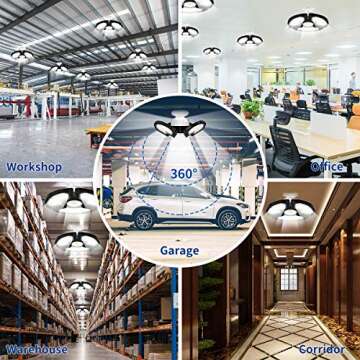 Dansny LED Garage Light - 120W Deformable Ceiling Lights with 3 Adjustable Panels, 18000 Lumens