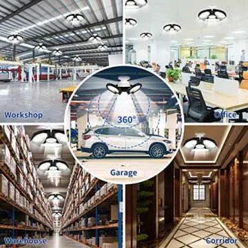 Dansny LED Garage Light - 120W Deformable Ceiling Lights with 3 Adjustable Panels, 18000 Lumens