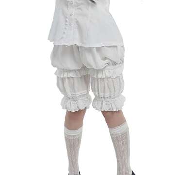 Nuoqi Womens Sweet Lolita Bloomers Novelties Steampunk Pantaloons ,Long-white,X-Large